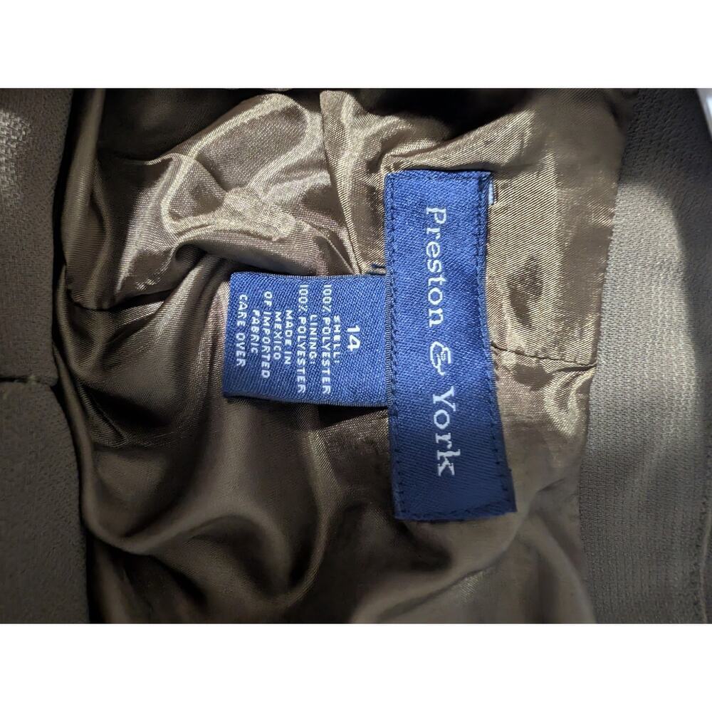 PRESTON & YORK! KHAKI GREEN DRAPEY, FLOWING MICROFIBER 2PC PANTS SUIT! SZ 14 - Picture 10 of 13